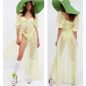 For Love And Lemons Yellow Polka Dot Dress